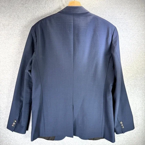Theory Blazer‎ Men's Rodolf N HI Size 44 Navy Blue Solid Seer Single Breasted